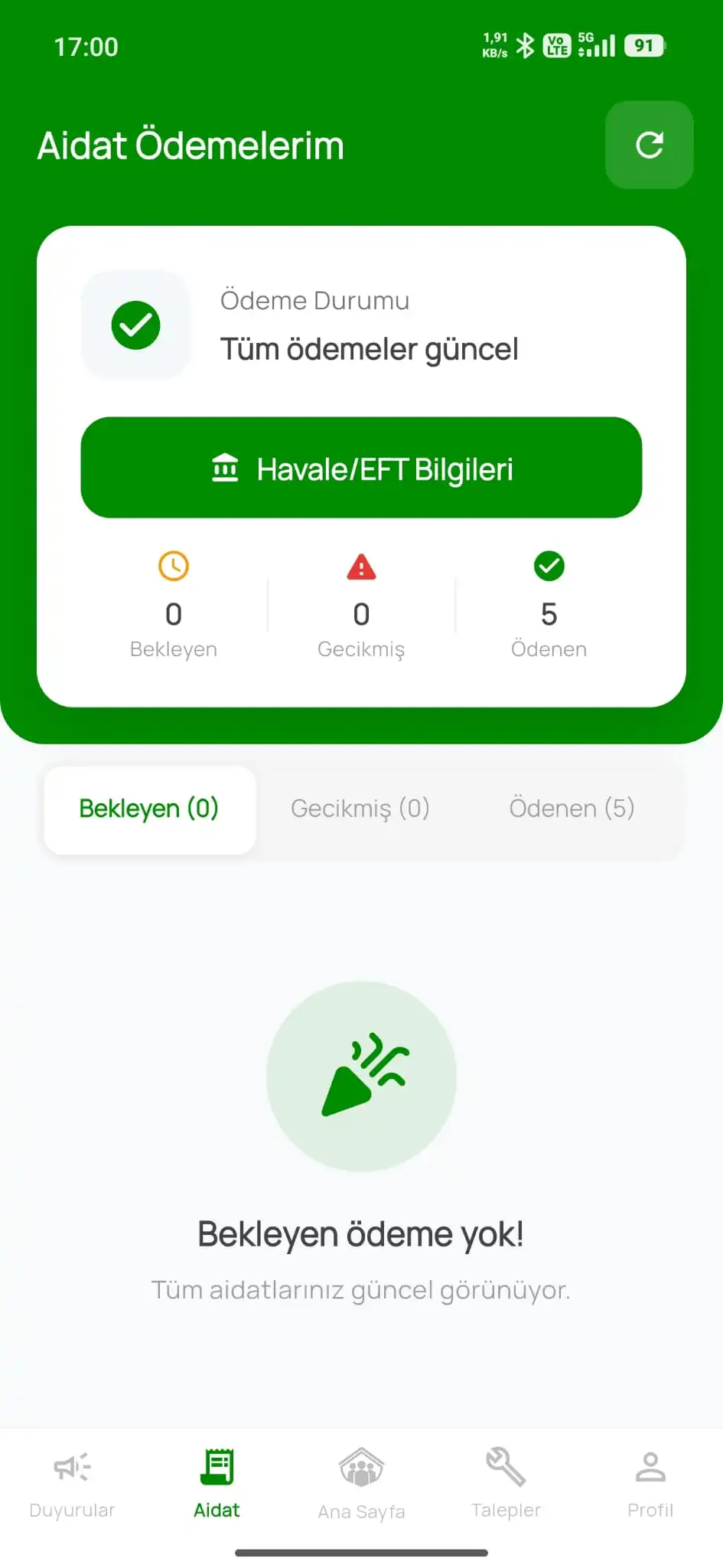 Çardak online aidat takip programı — ödeme ve borç yönetimi ekranı